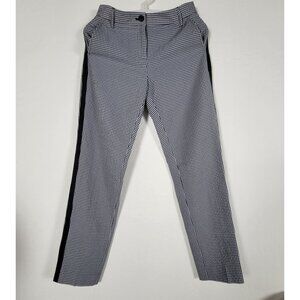 Armani Exchange Womens Blue & White Gingham Straight-Leg Trouser Pants Size 0